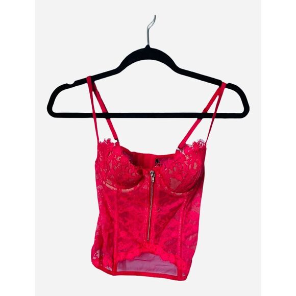 Victoria's Secret Bustier Lingerie Top Size 34B size XS/S Red Lace Adjustable - Picture 1 of 6